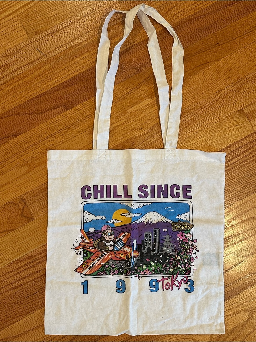 Brandy Melville White Tote Bag | 'Chill Since 1993 Tokyo' Graphic